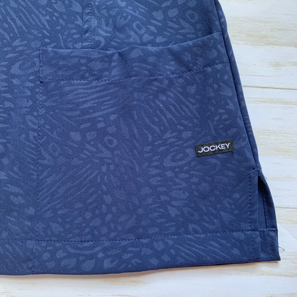 NWT JOCKEY Tone on Tone Mock Wrap Navy Scrub Top - Picture 3 of 8